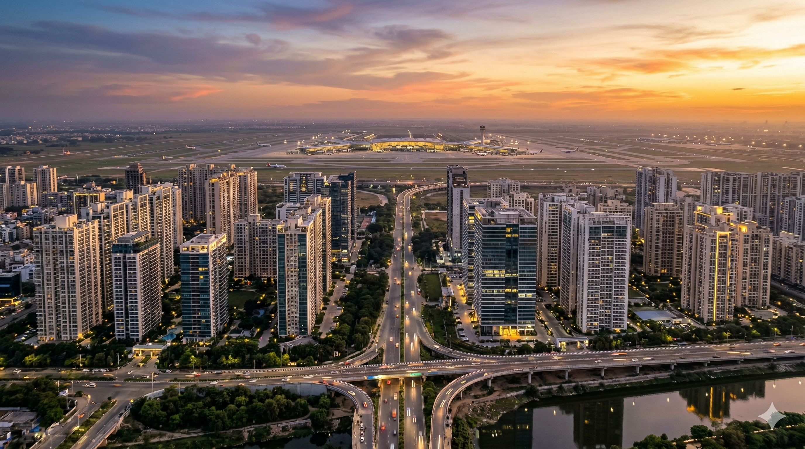 Top Investment Hotspots in Noida 2026 Top investment hotspots in Noida Greater Noida and YEIDA with modern skyline and real estate growth near Jewar Airport