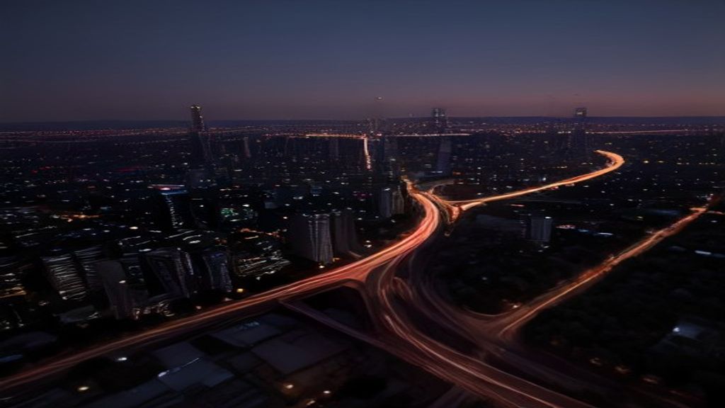 Aerial comparative view of modern expressways and Grade-A luxury towers in NCR